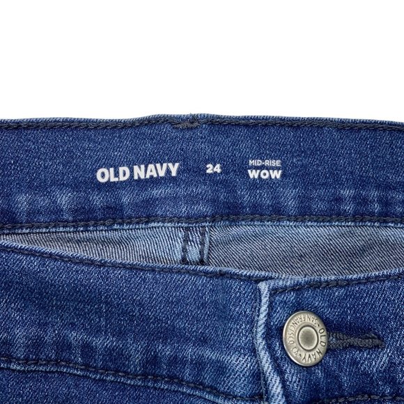Old Navy WOW Jean Shorts Plus Sz 24 Blue Mid Rise Cuffed Denim Stretch Shortie - Picture 3 of 10